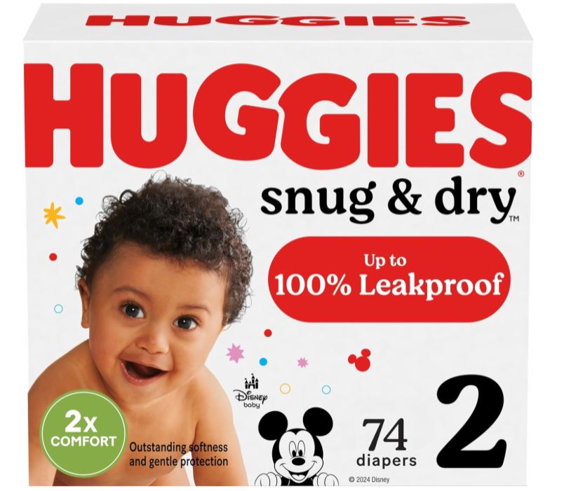 Huggies Size 2 Snug and Dry Baby Diapers (Count 74)