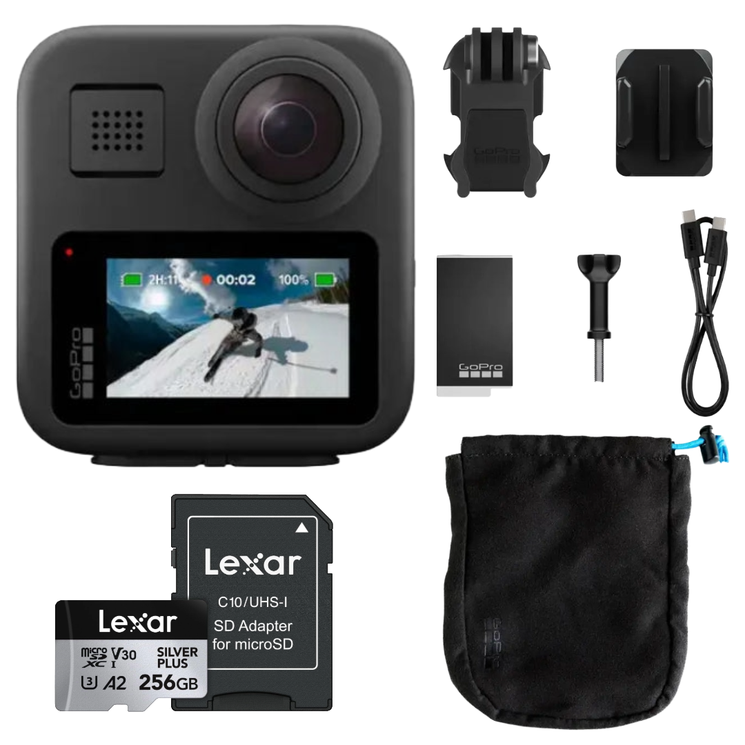 Bundle: GoPro MAX 360 Action Camera + Lexar Professional SILVER PLUS microSDXC™ UHS-I 256GB Card