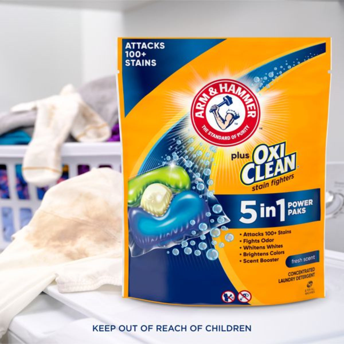 Arm & Hammer Plus OxiClean Stain Fighters 5-in-1 Laundry Detergent Power Packs (42-Count)