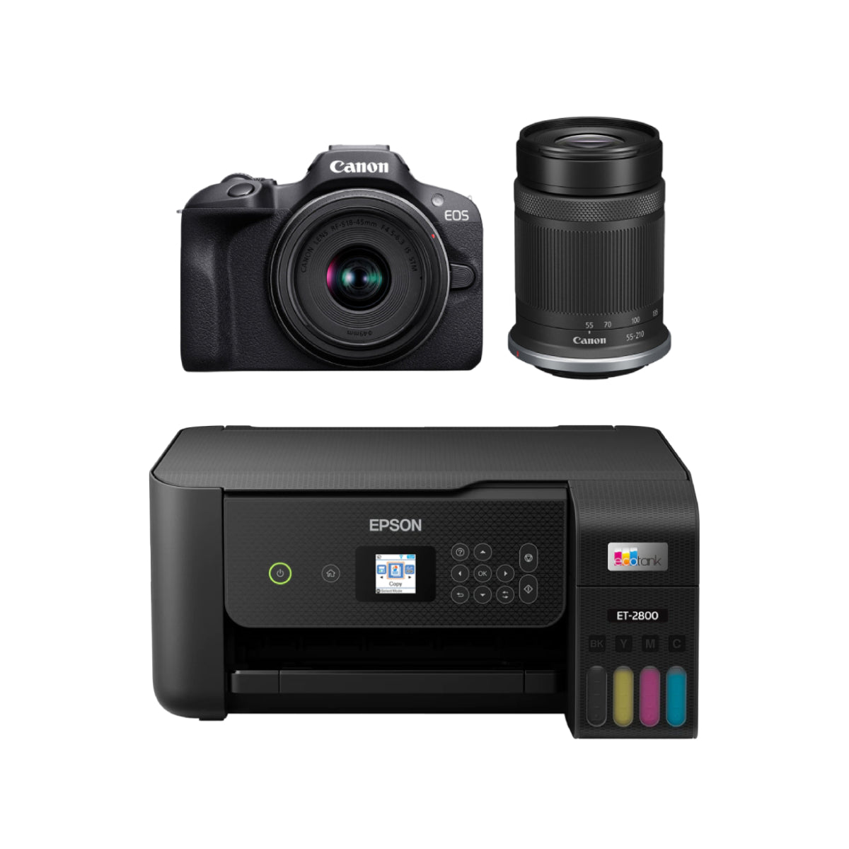 Bundle: Canon EOS R100 Mirrorless Camera with Lenses Kit + Epson
