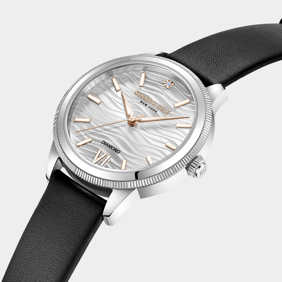 Kenneth Cole Silver-Toned Analog Watch 36MM