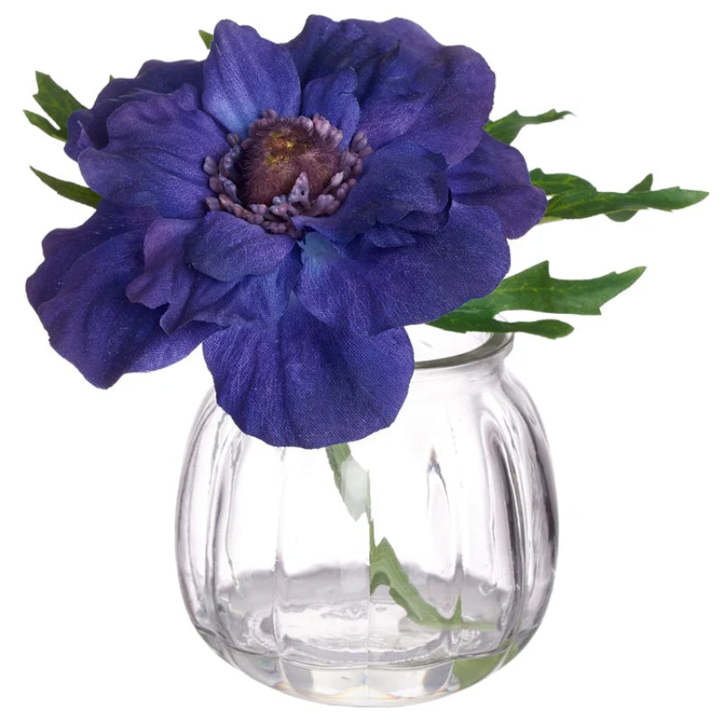 Allstate Floral 5.5" Anemone Flower Arrangement with Glass Vase - Purple