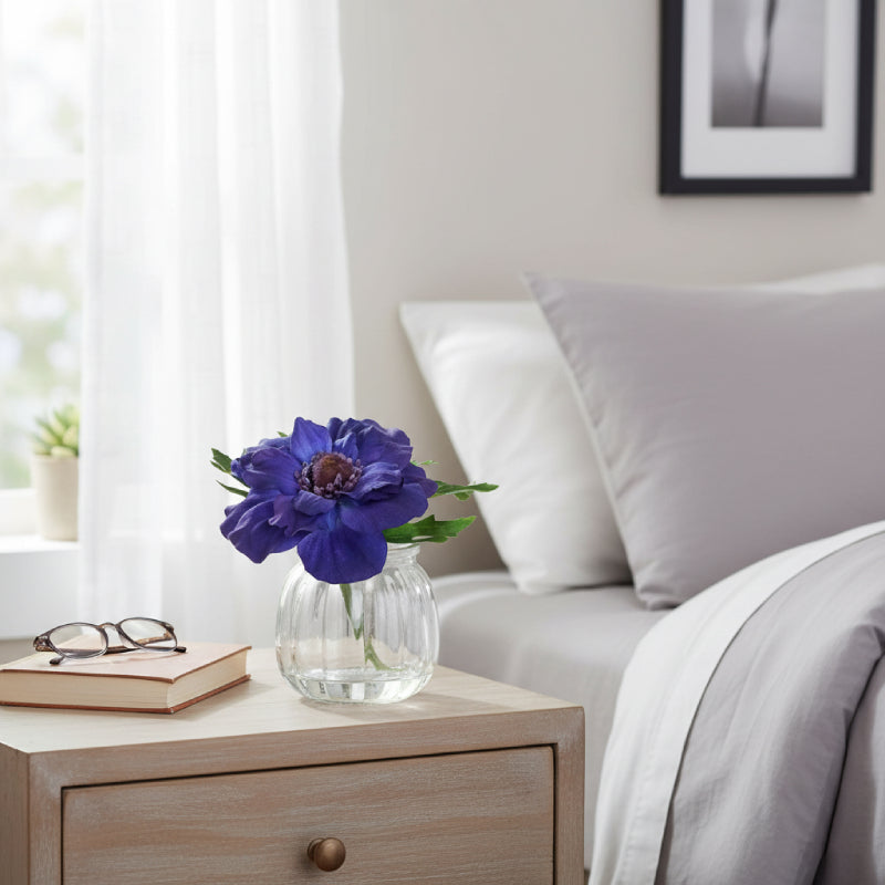 Allstate Floral 5.5" Anemone Flower Arrangement with Glass Vase - Purple