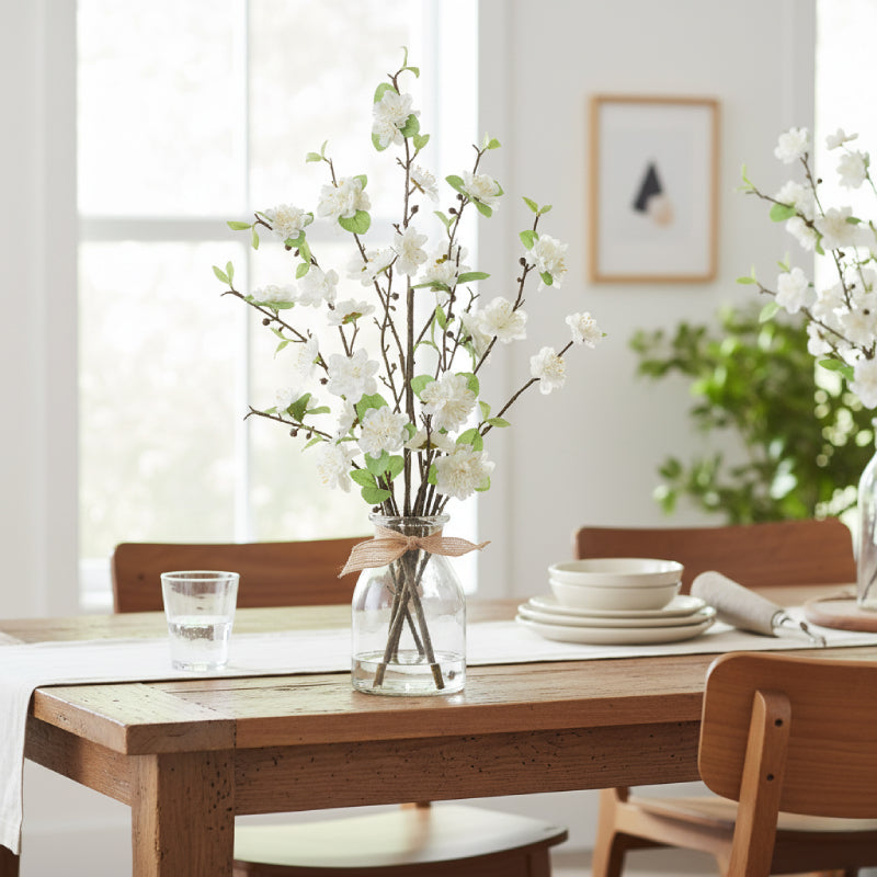 Allstate Floral 24.5" Cherry Blossom Flower Arrangement with Glass Vase - White