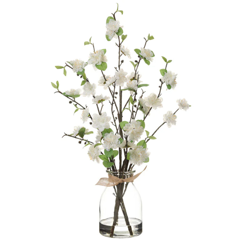 Allstate Floral 24.5" Cherry Blossom Flower Arrangement with Glass Vase - White