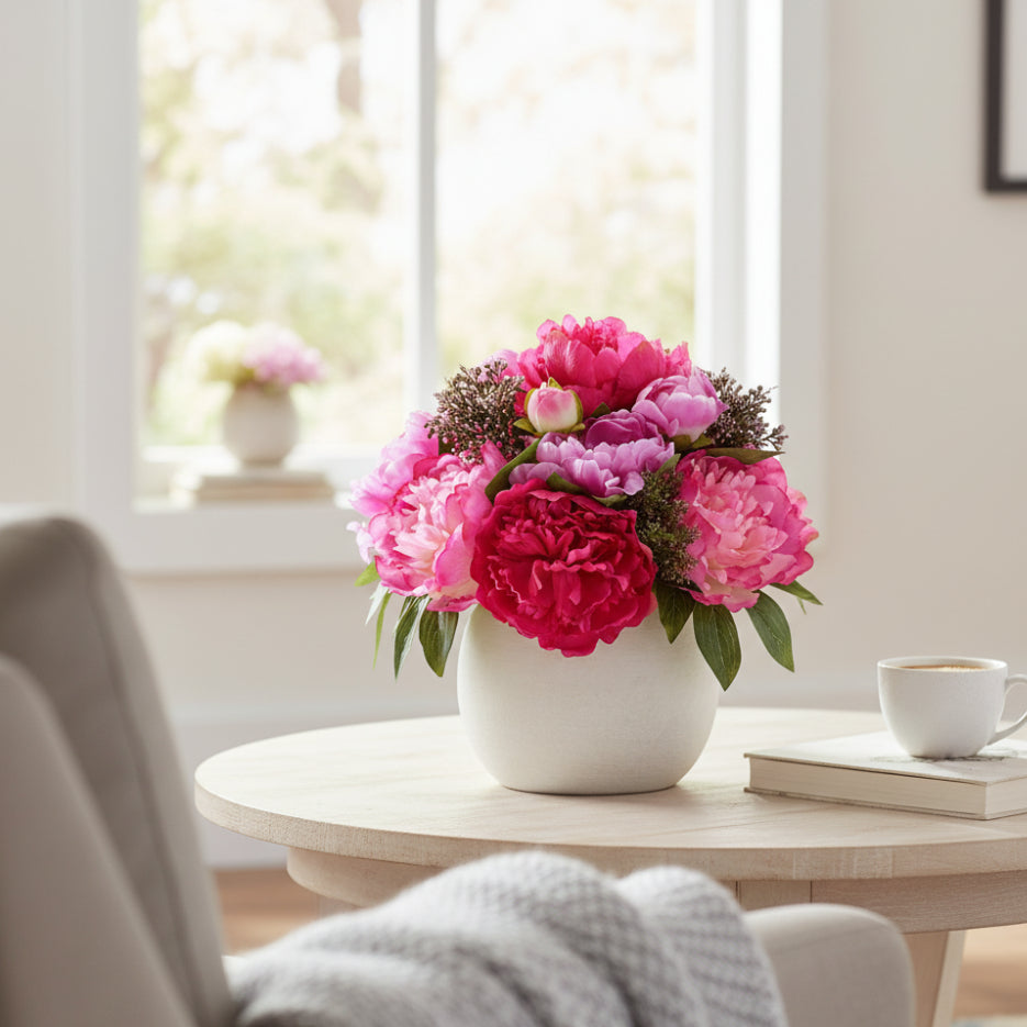 Allstate Floral 13" Mixed Peony & Sedum Flower Arrangement with Vase - Pink