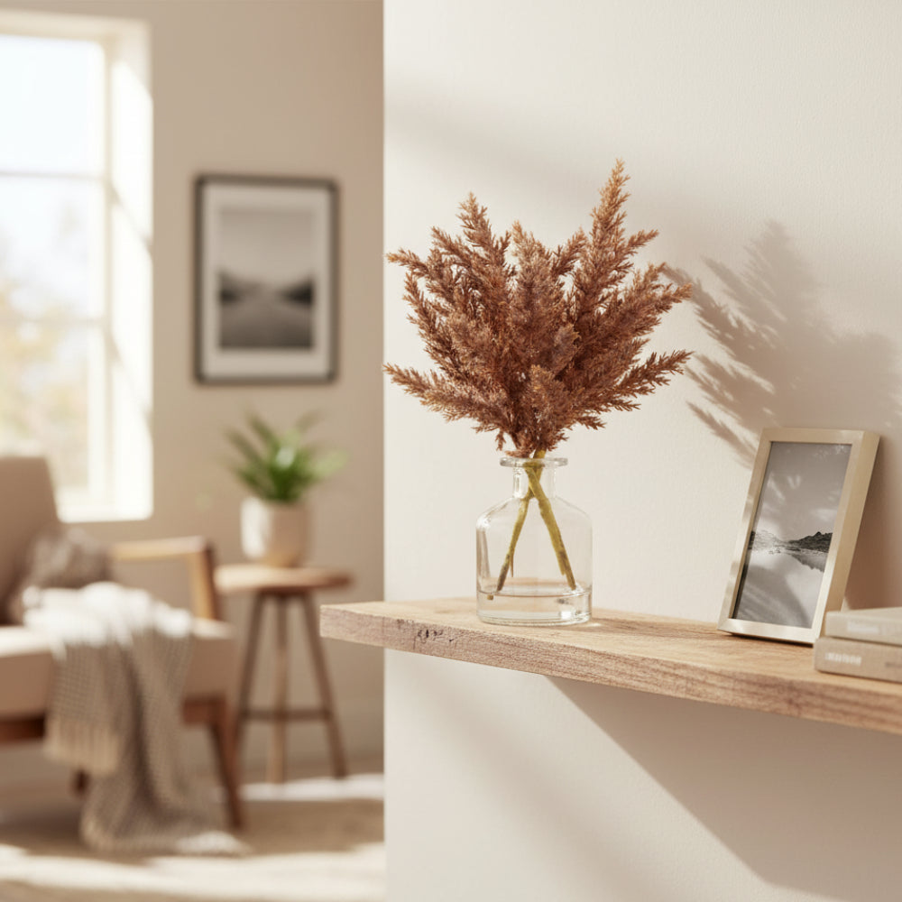 Allstate Floral 11" Artificial Pampas Grass Arrangement with Glass Vase - Brown