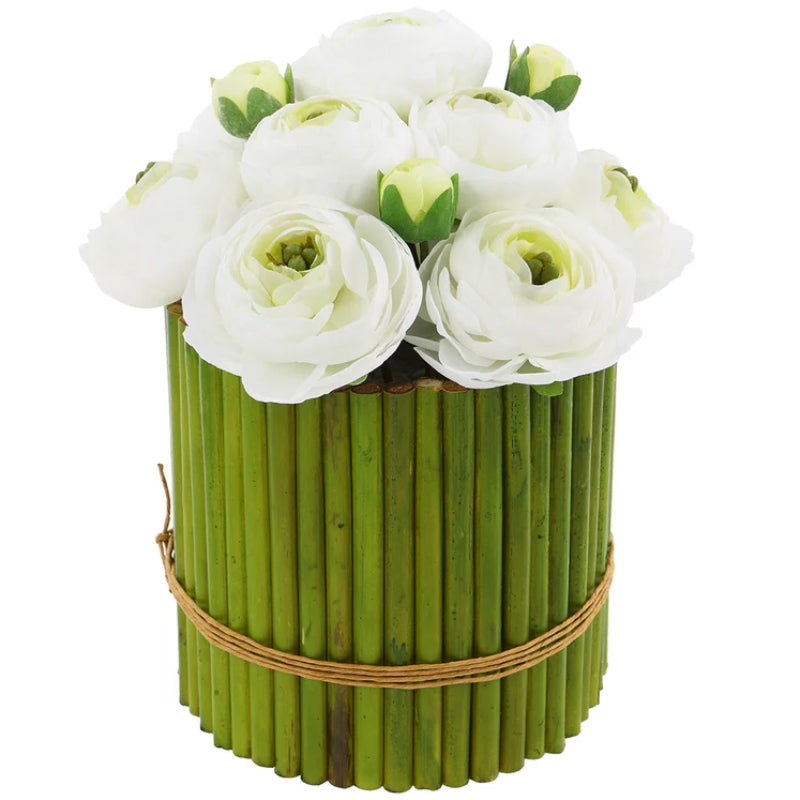 Allstate Floral 8.5" Ranunculus Flower Arrangement with Tube Planter - White