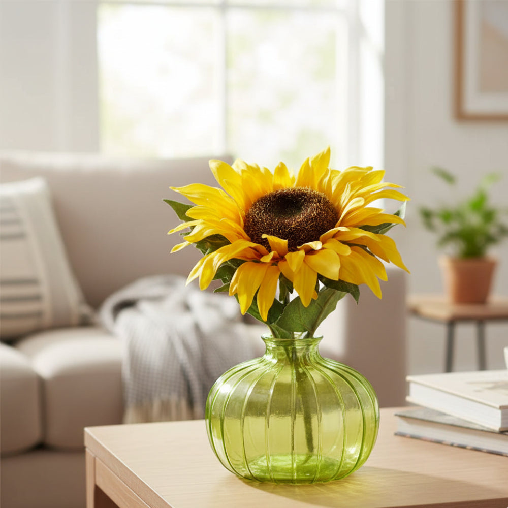 Allstate Floral 7.5" Sunflower Flower Arrangement with Glass Vase - Yellow
