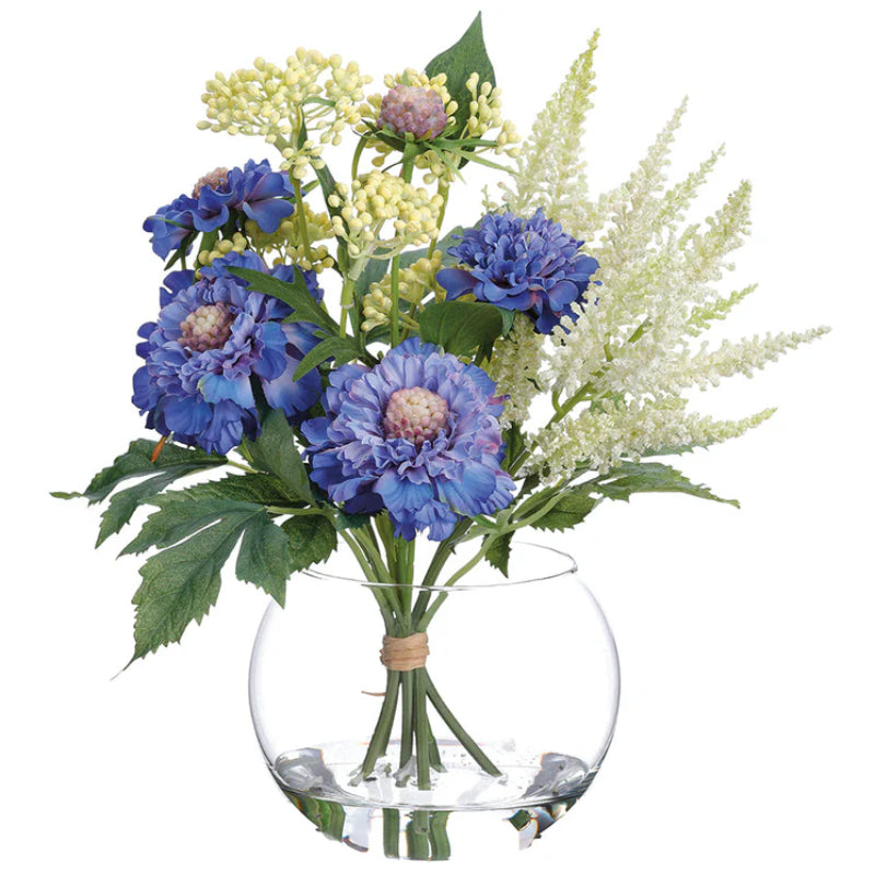Allstate Floral 12" Rose & Peony Flower Arrangement with Glass Vase - Blue