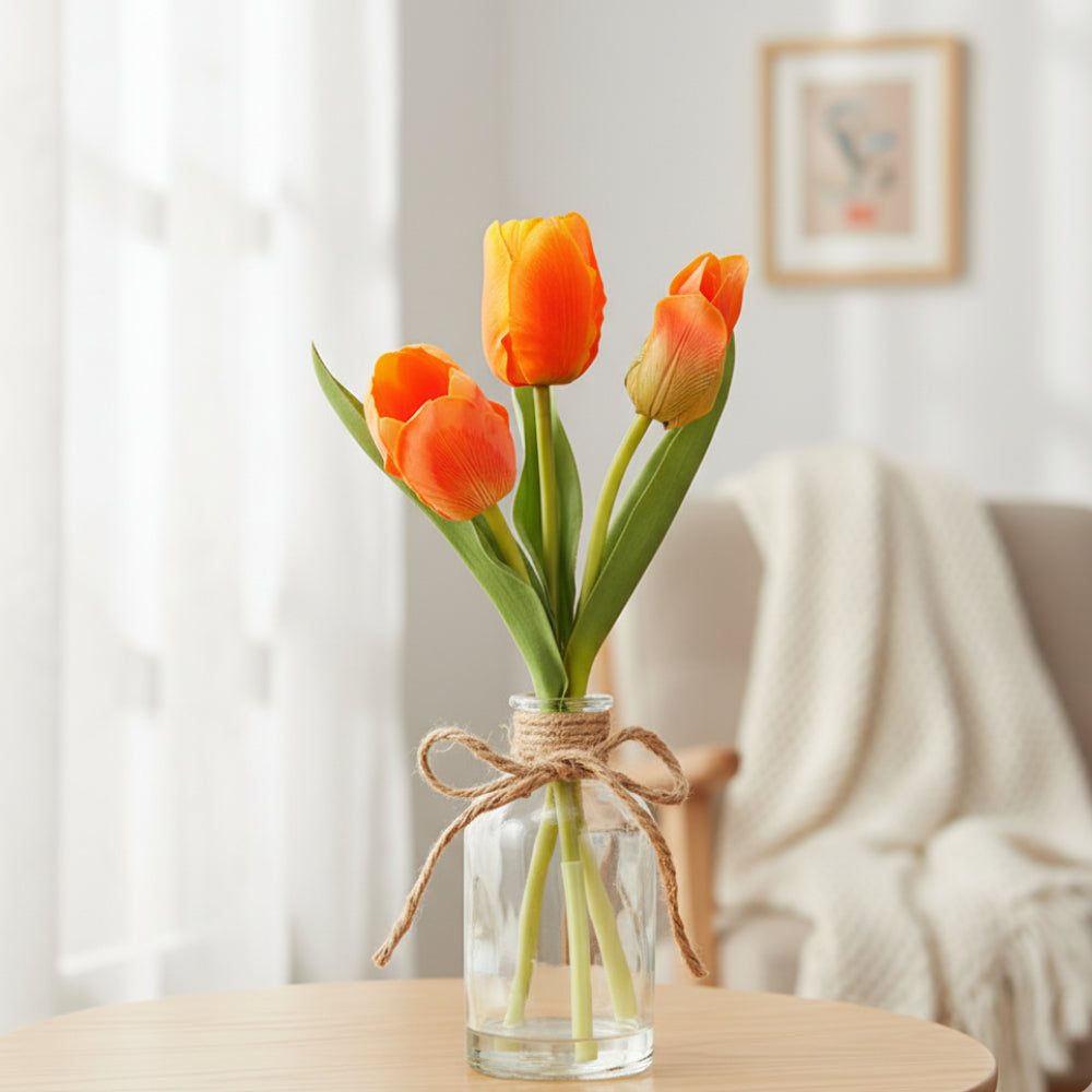 Allstate Floral 11" Tulip Flower Arrangement with Glass Vase