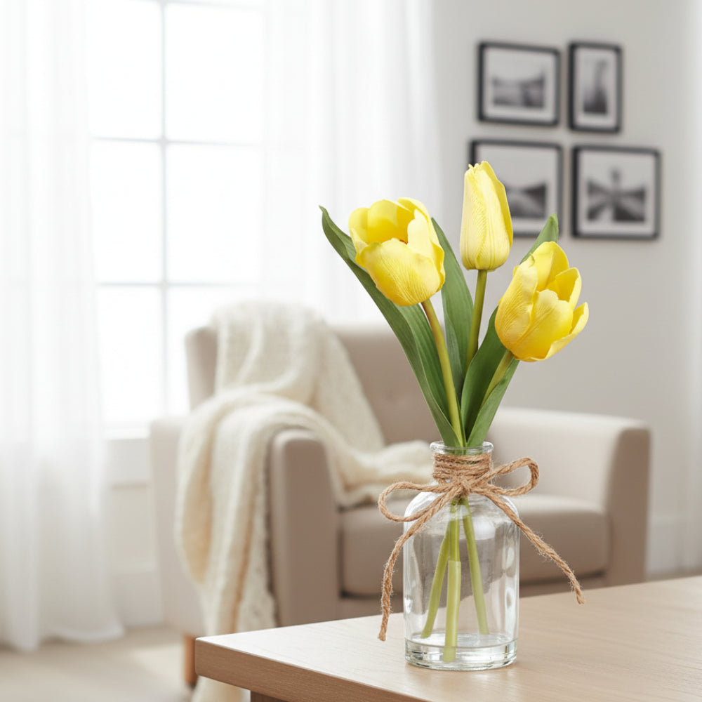 Allstate Floral 11" Tulip Flower Arrangement with Glass Vase