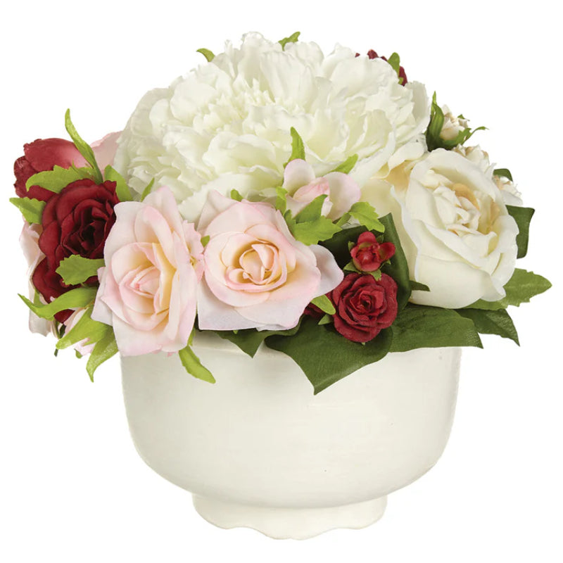 Allstate Floral 6" Rose and Peony Flower Arrangement with Terra Cotta Pot