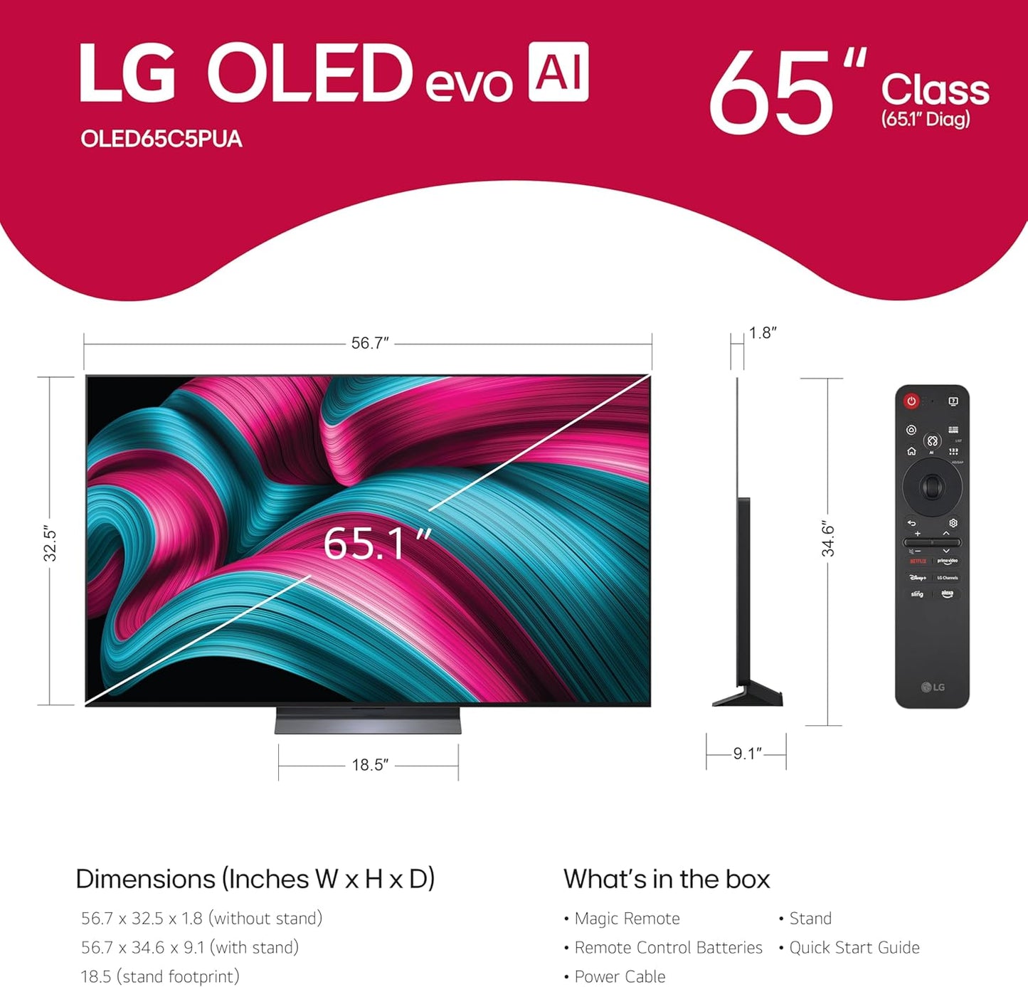 LG Class C5 OLED evo UHD 4K AI Smart WebOS TV