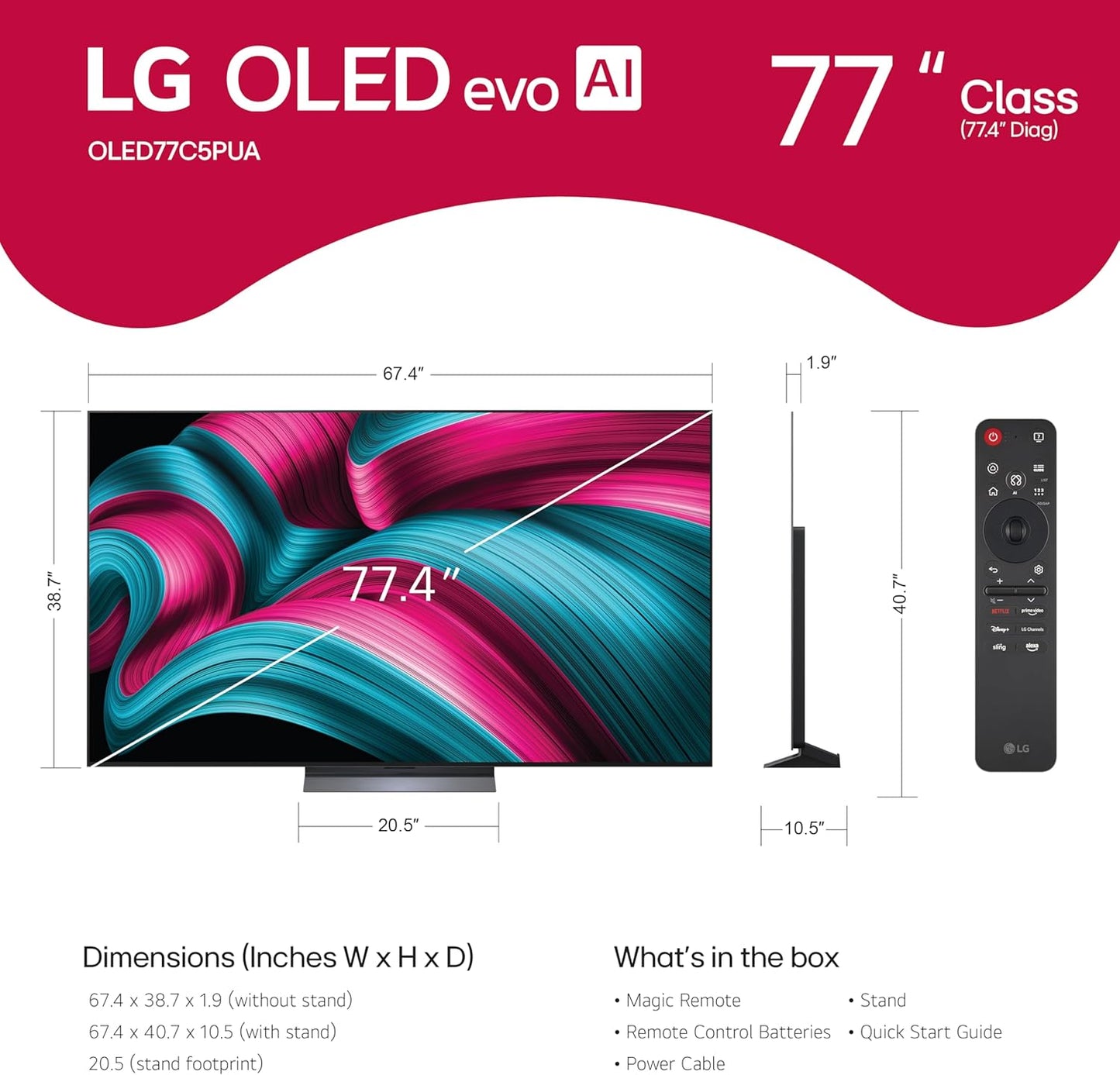 LG Class C5 OLED evo UHD 4K AI Smart WebOS TV