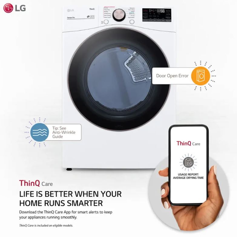 LG DLEX4000 7.4 cu. ft. Stackable Smart Electric Dryer with Steam and Built-In Intelligence