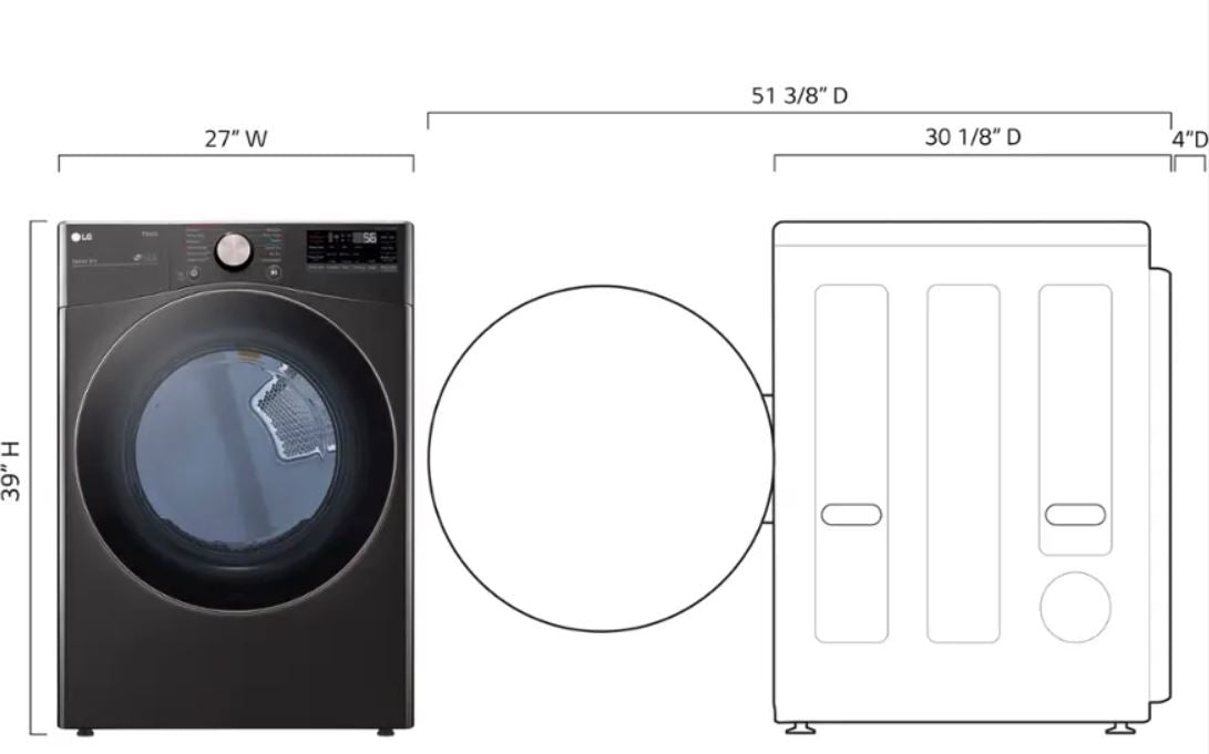 LG DLEX4000 7.4 cu. ft. Stackable Smart Electric Dryer with Steam and Built-In Intelligence