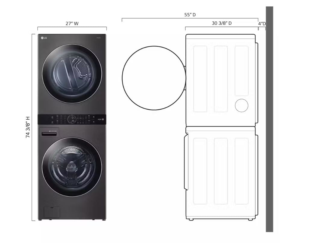 LG WKGX201H Laundry Center 4.5 cu. ft. Front Load Washer & 7.4 cu. ft. Gas Dryer