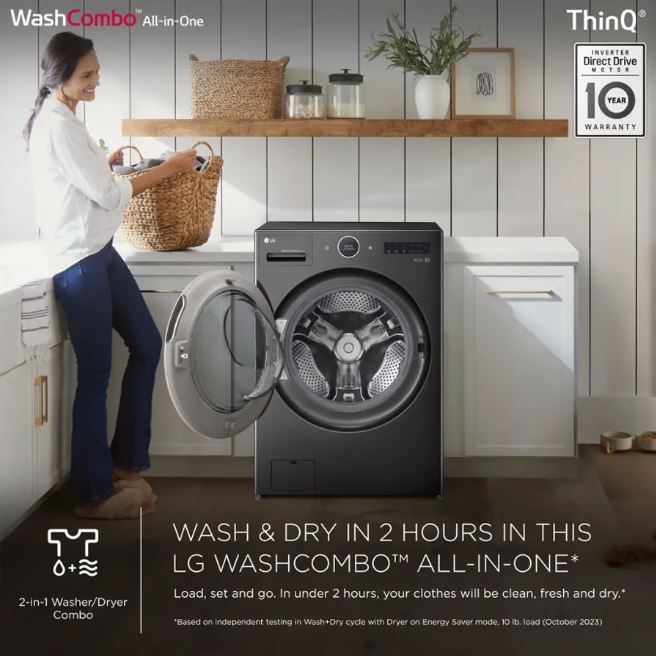 LG WM6998H 5.0 cu. ft. Mega Capacity All-in-One Electric Washer/Dryer Combo with Inverter HeatPump