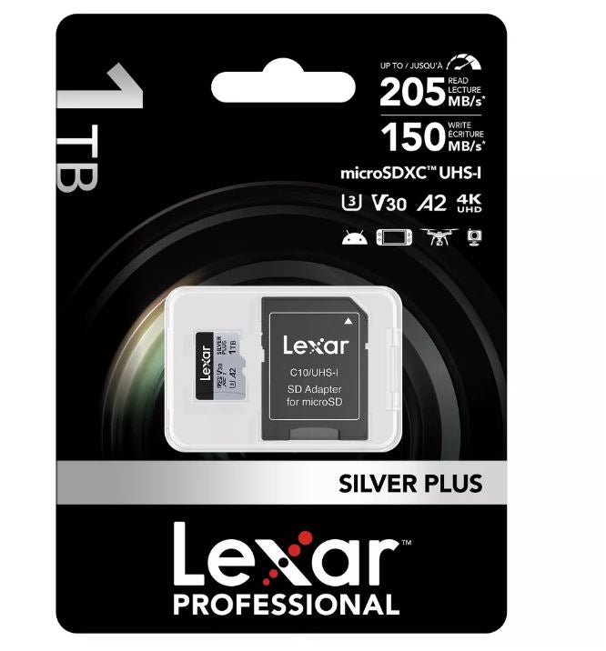 Lexar Professional SILVER PLUS Series microSDXC UHS-I Card with SD Adapter