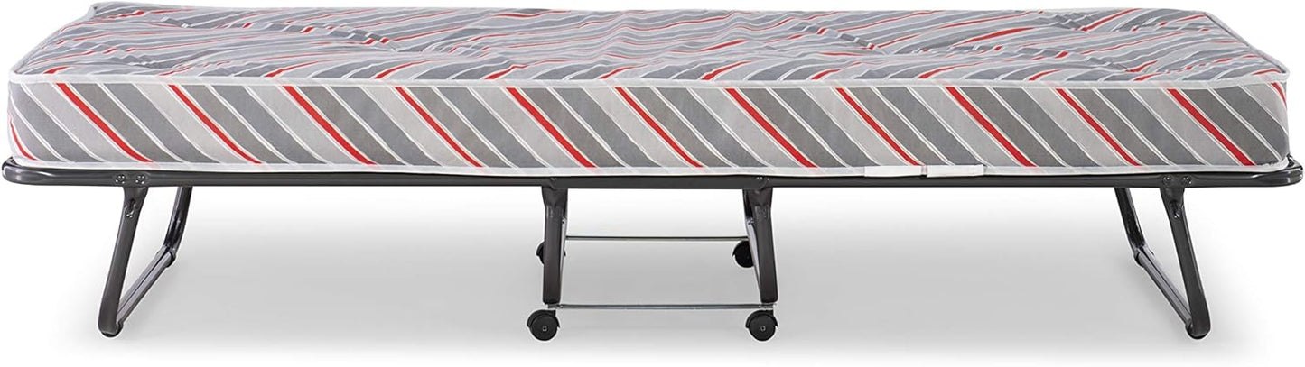 Linon Twin Mattress 5" Metal Frame Torino Rollaway Folding Guest Bed - Gray