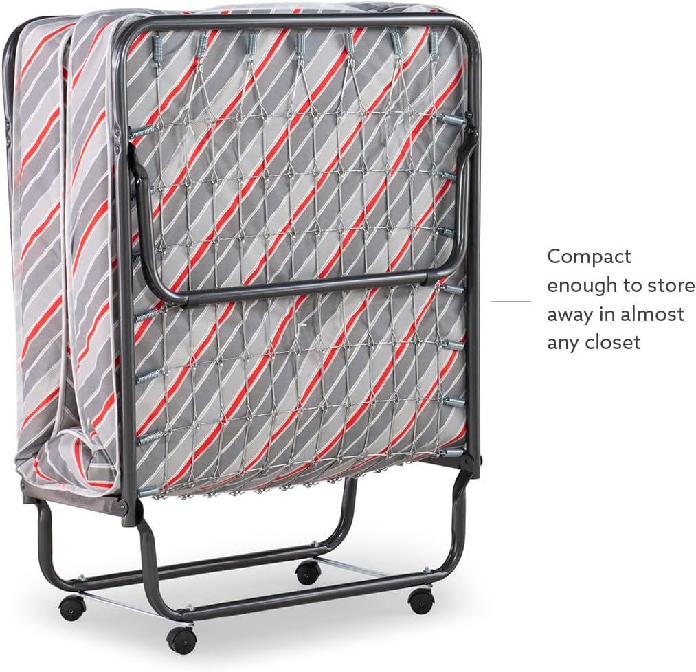 Linon Twin Mattress 5" Metal Frame Torino Rollaway Folding Guest Bed - Gray