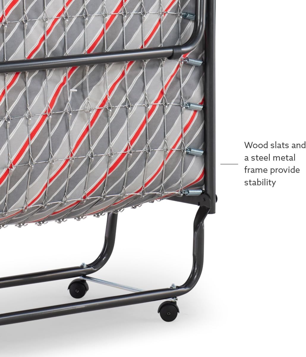 Linon Twin Mattress 5" Metal Frame Torino Rollaway Folding Guest Bed - Gray