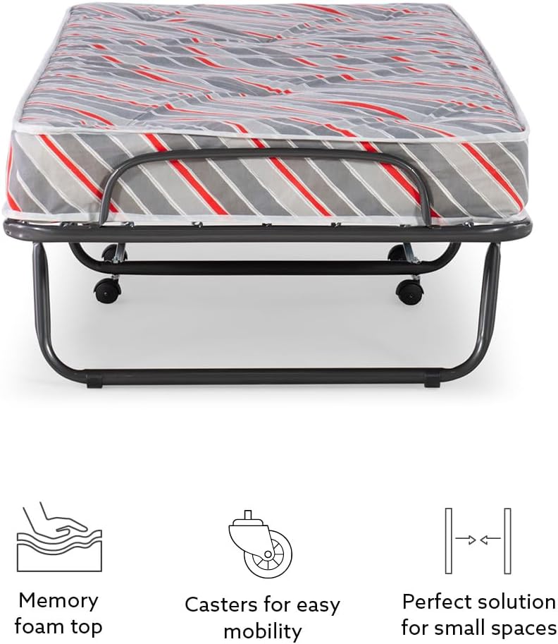 Linon Twin Mattress 5" Metal Frame Torino Rollaway Folding Guest Bed - Gray