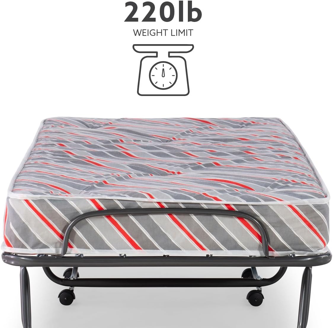 Linon Twin Mattress 5" Metal Frame Torino Rollaway Folding Guest Bed - Gray