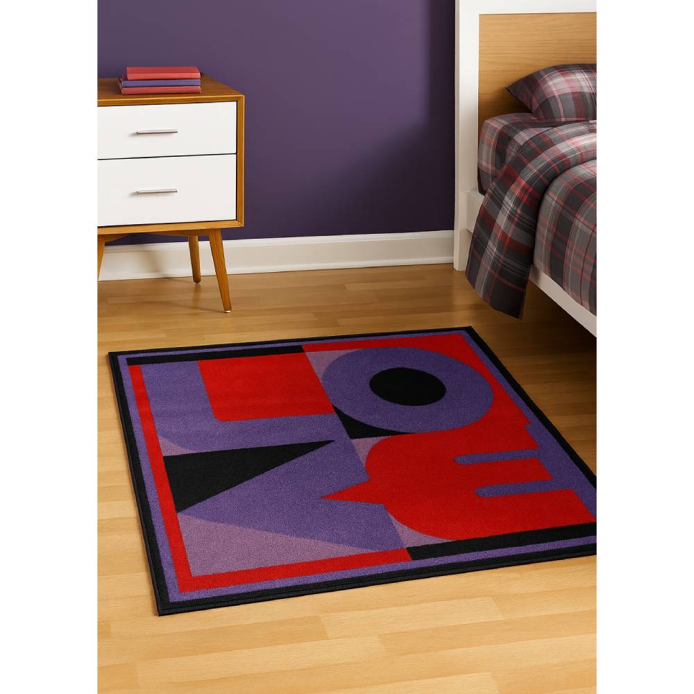 L.A Rugs 4.2" x 4.2" Fun Time Love Square Area Rug