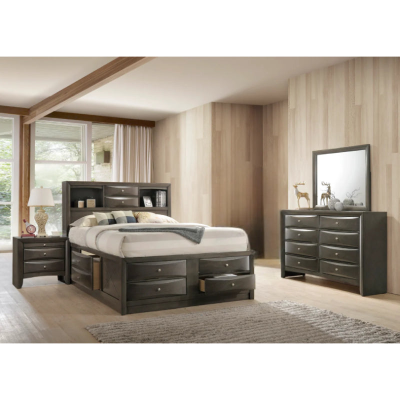 Bundle: Emila Queen Bedroom Set - Brown + Kelley Sectional Sofa with LED by Best Home - Black