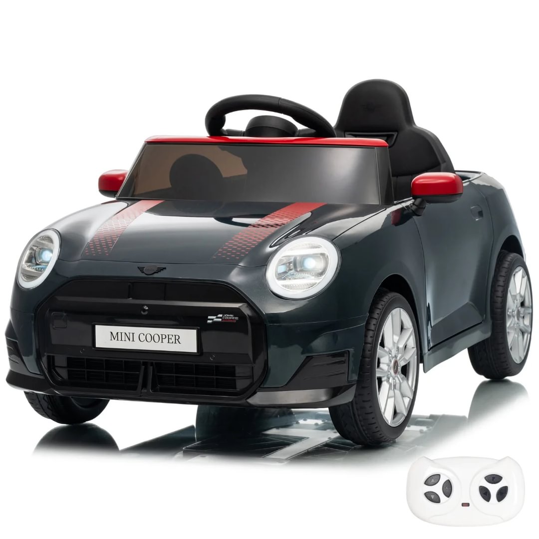 BBJ Toys 12V Ride On Mini Cooper Remote Control Toy Car - Black/Red