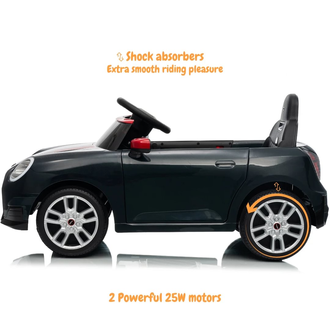 BBJ Toys 12V Ride On Mini Cooper Remote Control Toy Car - Black/Red