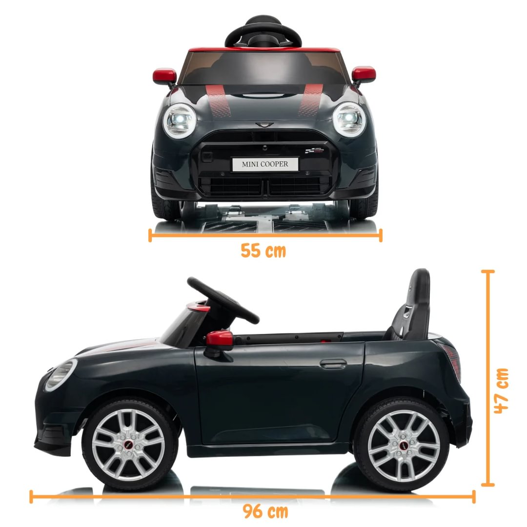 BBJ Toys 12V Ride On Mini Cooper Remote Control Toy Car - Black/Red