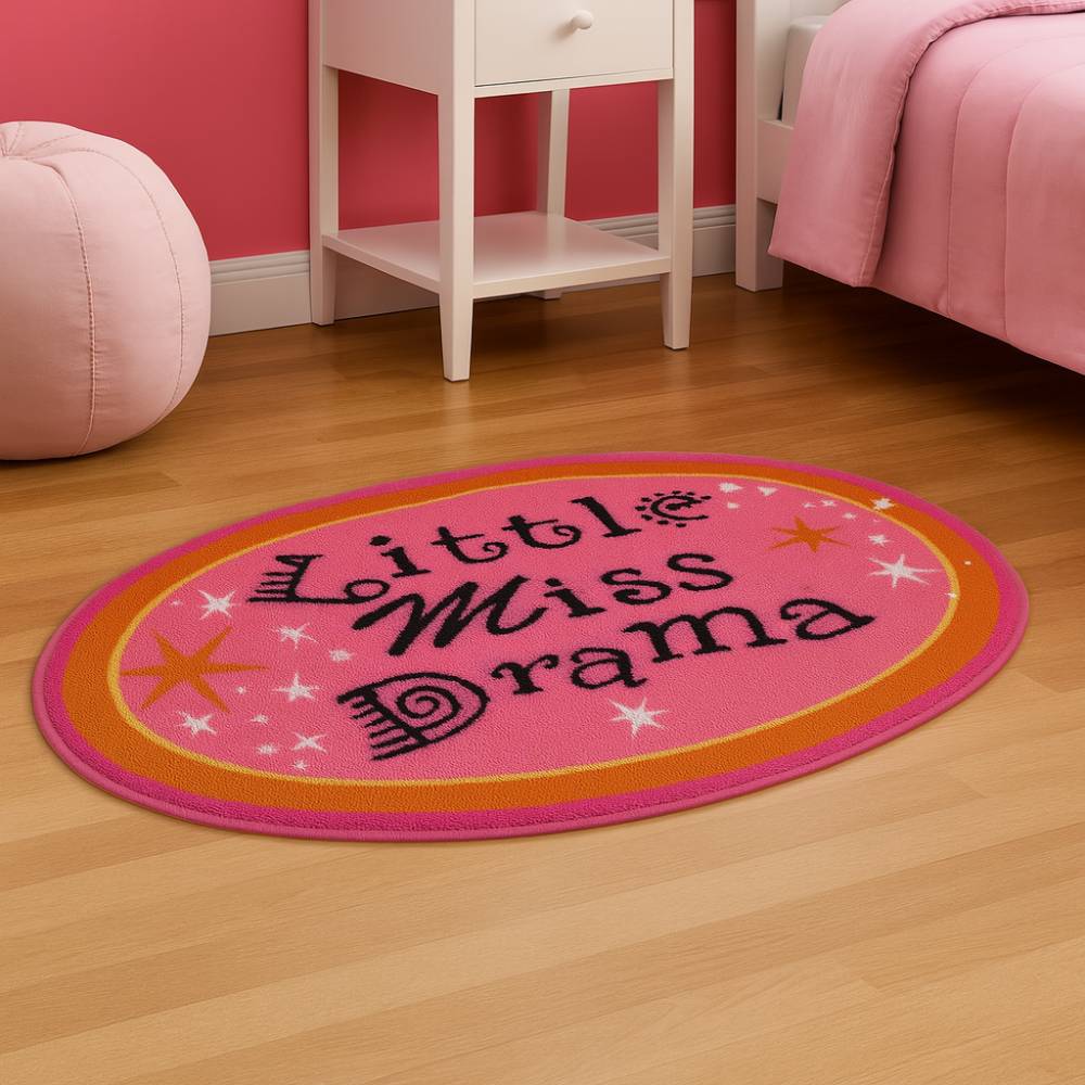 L.A Rugs 2'7" X 4'3" Fun Time Little Miss Drama Oval Area Rug - Pink
