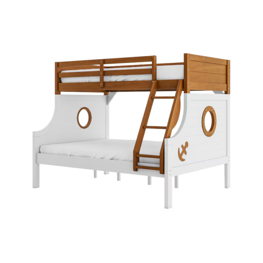 Nautia Twin Over Full Bunk Bed by Furniture of America - Brown/White
