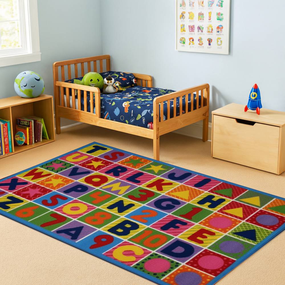 L.A Rugs Fun Time Numbers & Letters Rectangle Area Rug