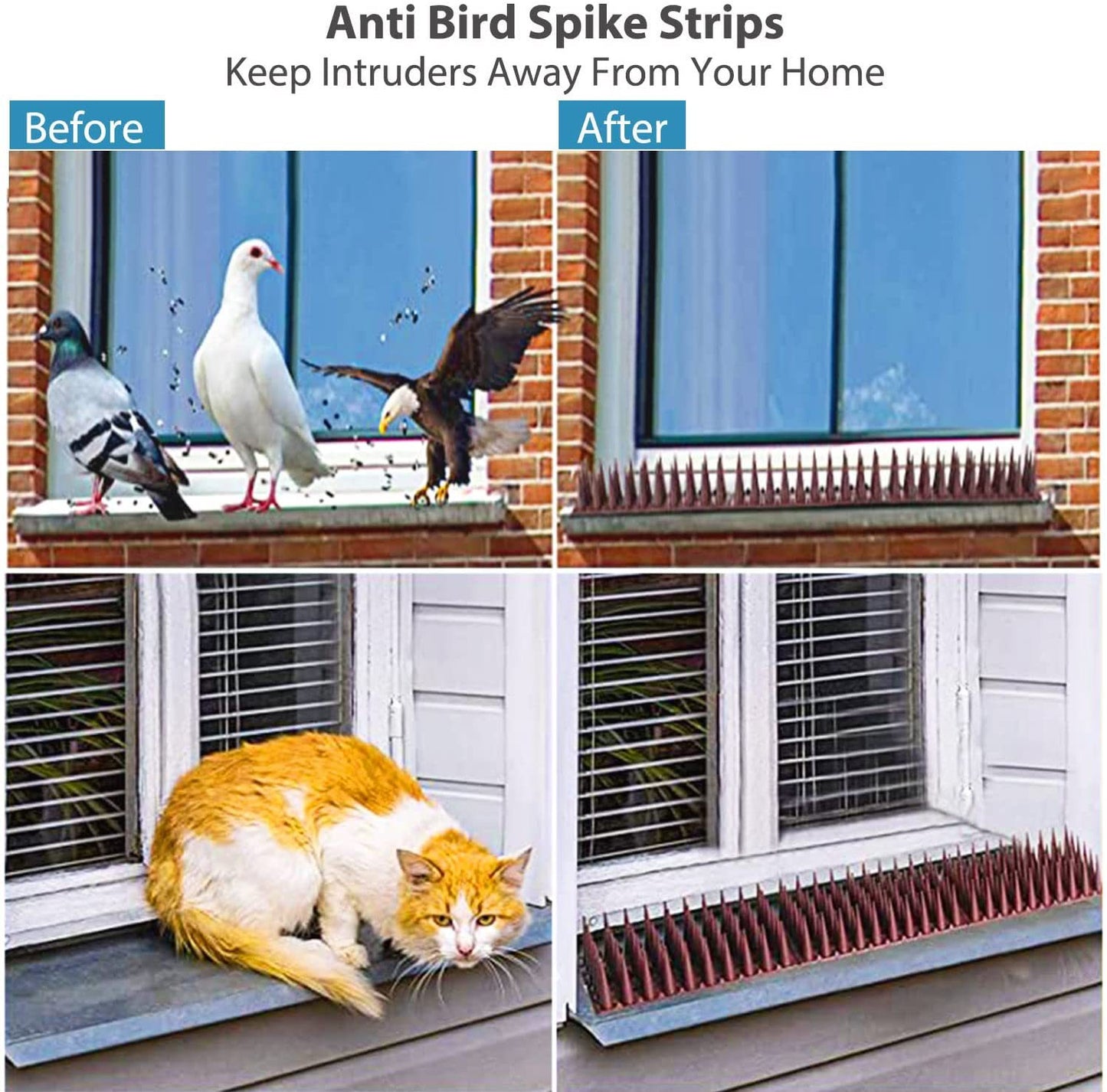 Gardening Bird Repellent Spikes Anti Cat Climb Deterrent Wall Fence Yard Supply