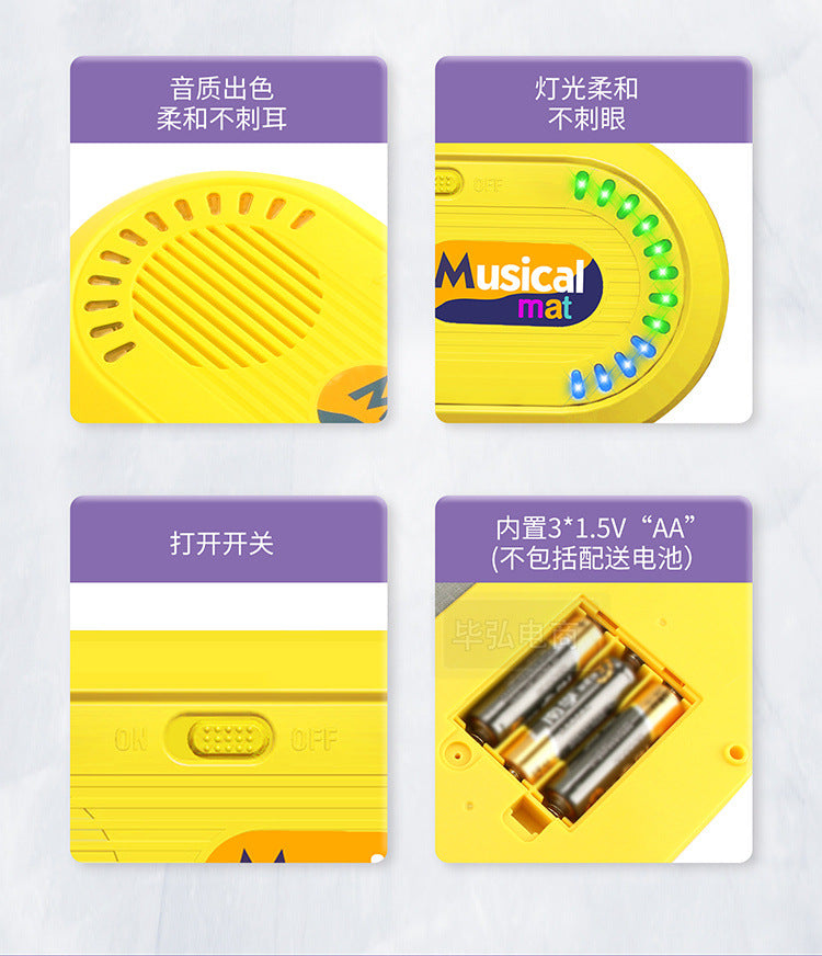 Baby Musical Piano Drum Play Mat 2 in 1 Interactive Dance Mat for Kids and Toddlers with Sounds and Lights