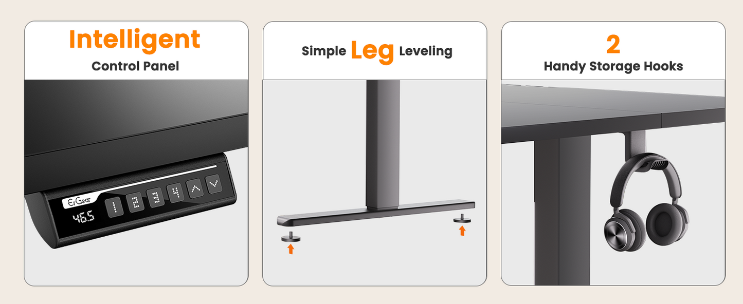 ErGear Height Adjustable Electric Standing Desk - Black