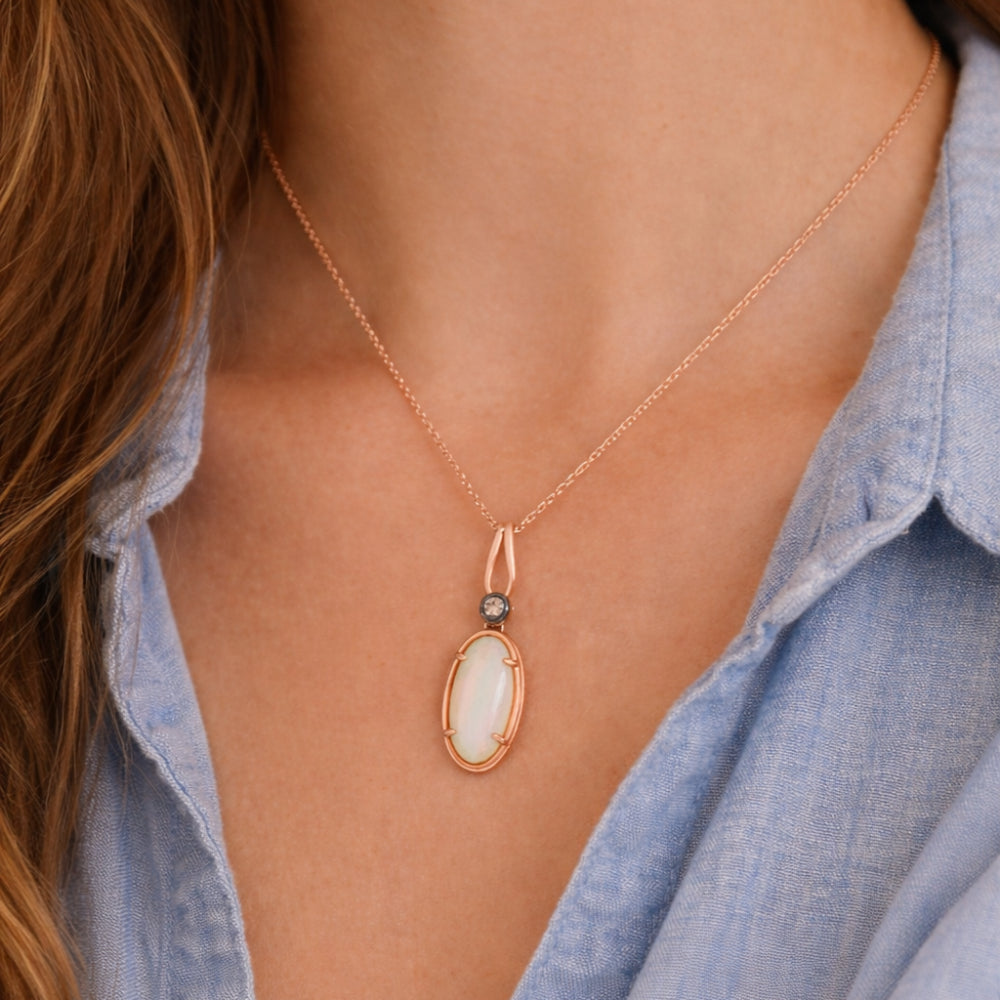 Le Vian Women's 1.2 ct. Neopolitan Opal and Nude Diamond Pendant Necklace in 14K Strawberry Gold