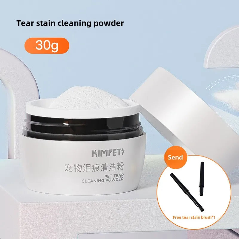 Pets Tear Stain Remover Powder 30g Cat And Dog Eye Tear Stain Powder With Tear Stain Brush Gentle Absorbing Tears Powder