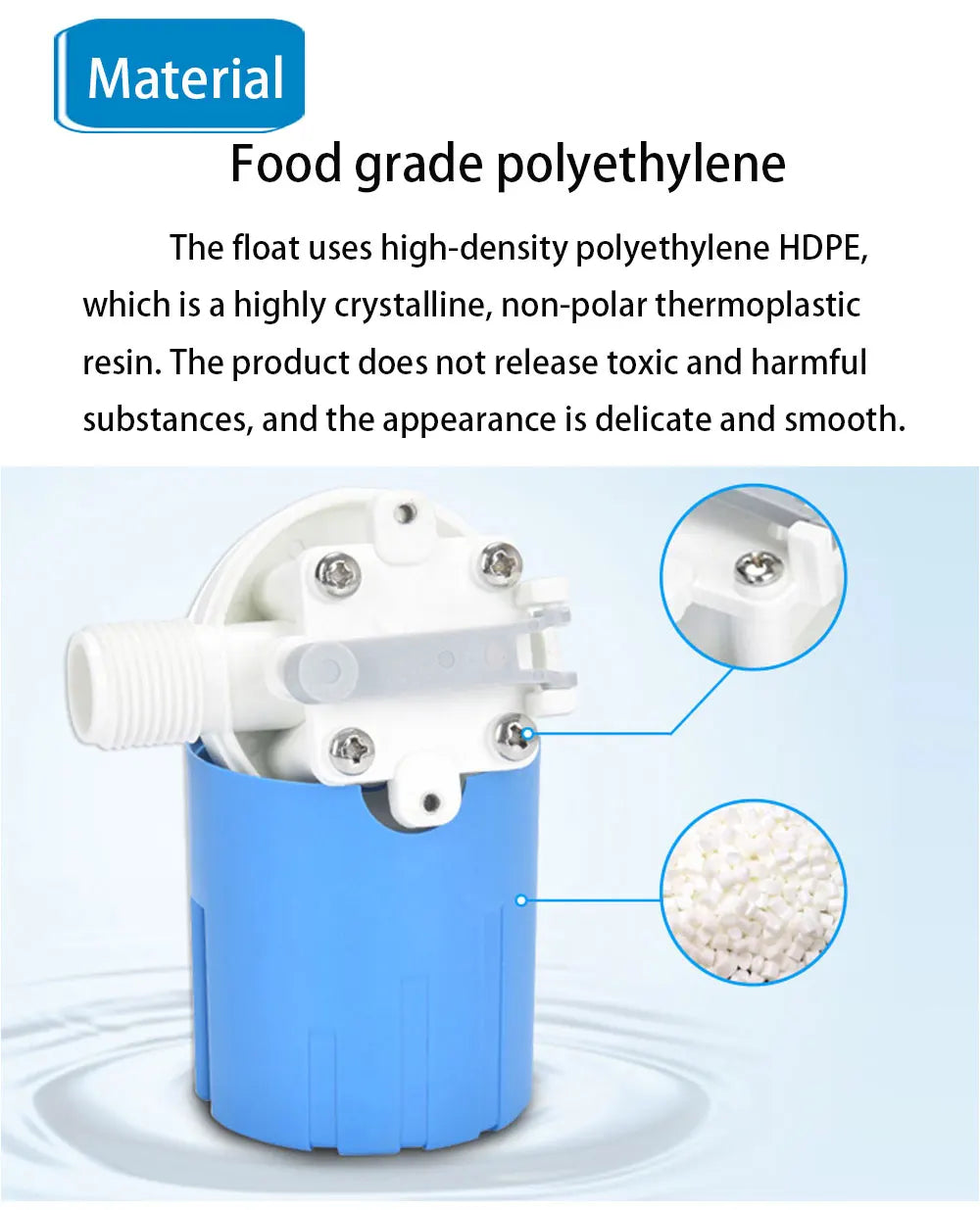 1/2'' 3/4'' 1'' Control de nivel de agua práctico Reemplazo duradero Válvula de flotador completamente automática Balva de bola de nailon anticorrosión