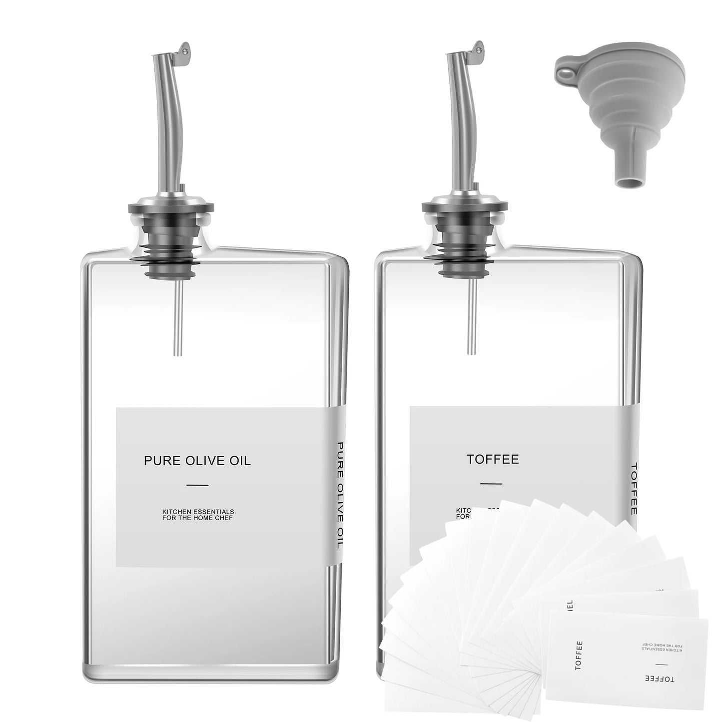 Glass Olive Oil and Vinegar Dispenser Bottle 350ml with Sort Sticker Stylish Kitchen Gadget