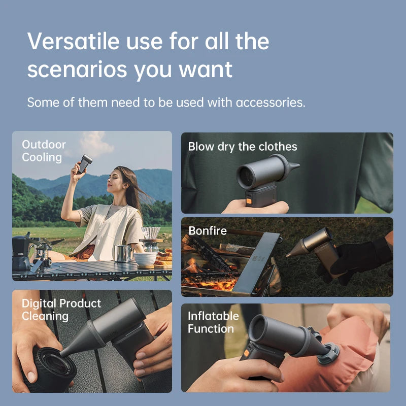 Turbo Handheld Fan – 100-Speed, 9000mAh Battery, LED Display for Outdoor Cooling