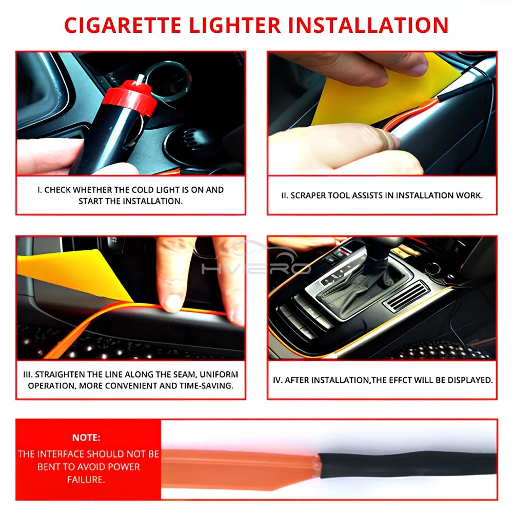 1M/2M/3M/5M Car Interior LED Strip Flexible Neon Lights USB