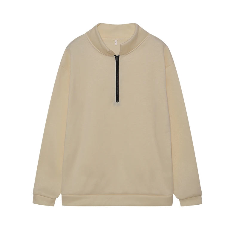 2024 Autumn And Winter Casual Half Zipper Jacket Sweater Woman