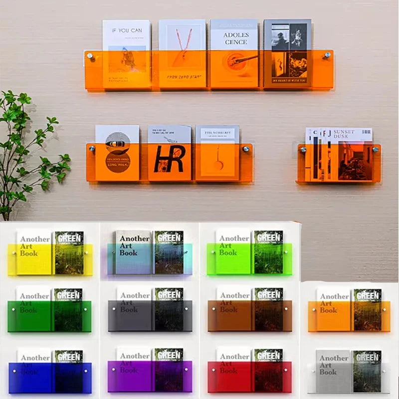 Acrylic Floating Bookshelf Wall Shelf in 10 Stylish Colors