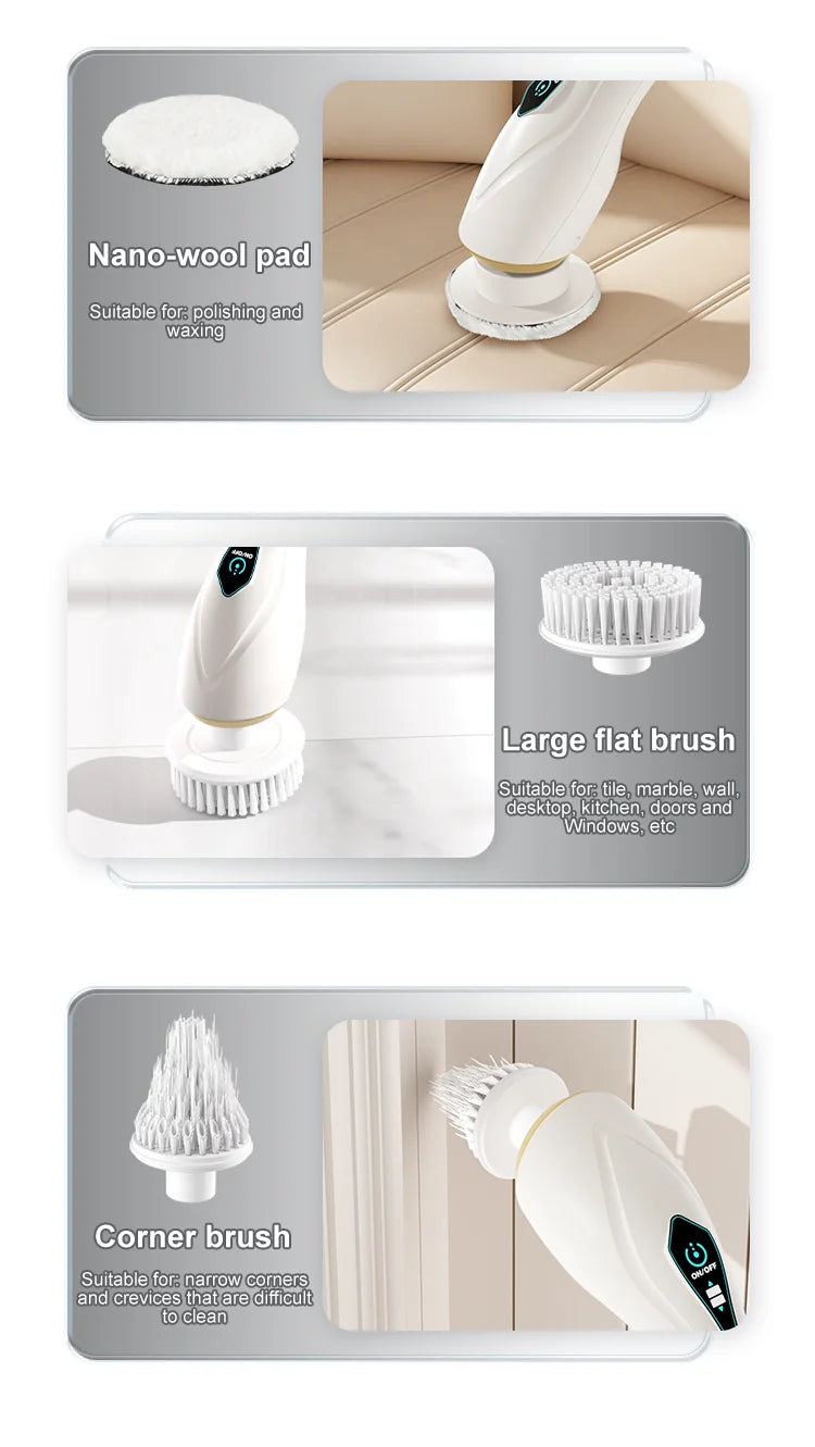 Xiaomi 8 in 1 Electric Cleaning Brush Multifunctional Portable Household Tool with LED Display for Kitchen and Bathroom Cleaning