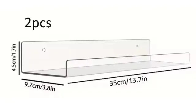 2pc Clear Acrylic Storage Rack Wall Mounted Shelf Organizer